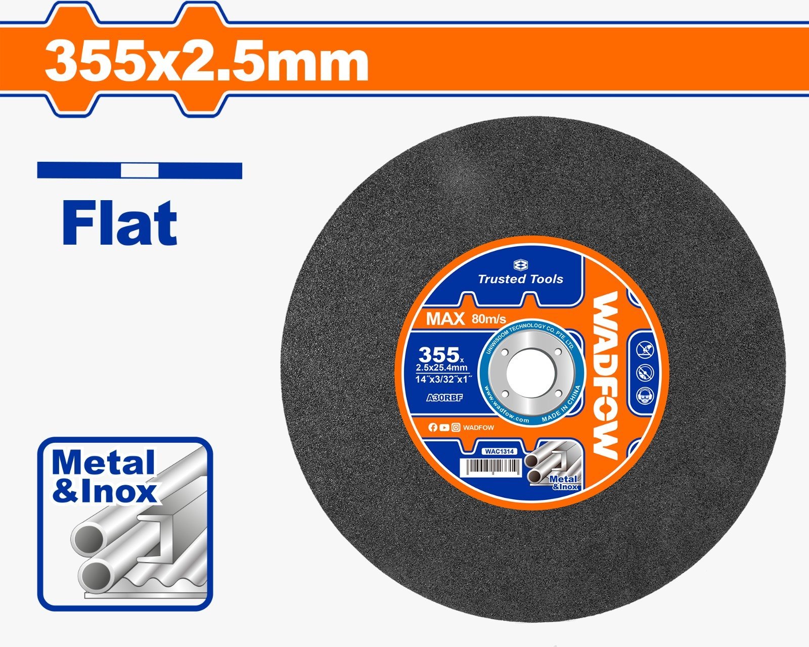 Abrasive metal cutting disc